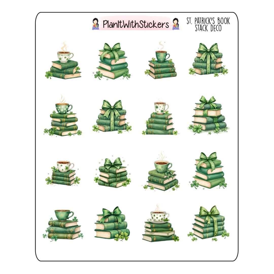 St. Patrick's Book Stack Deco Stickers