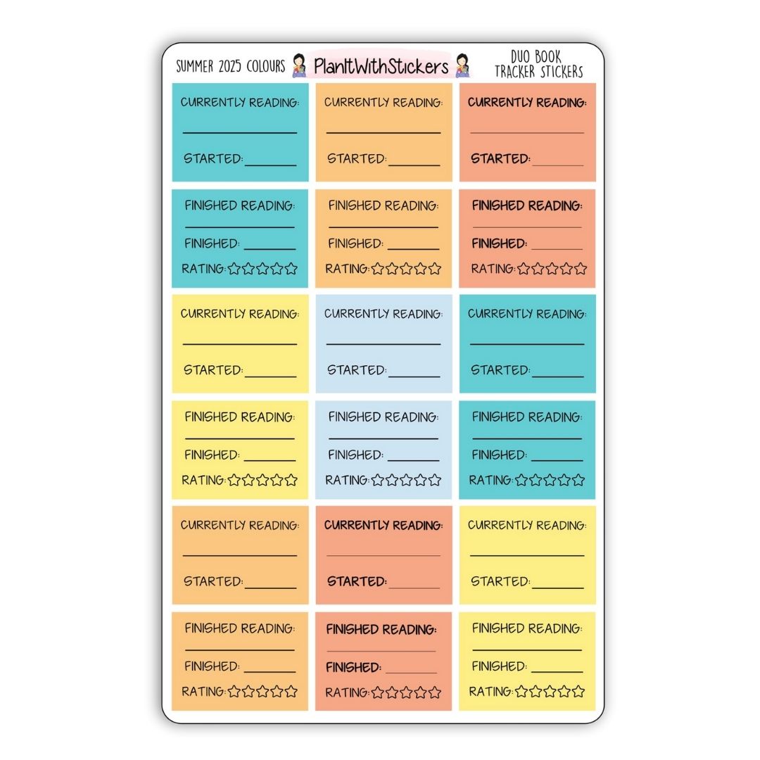 Duo Book Reading Tracker Stickers – Summer 2025 Collection