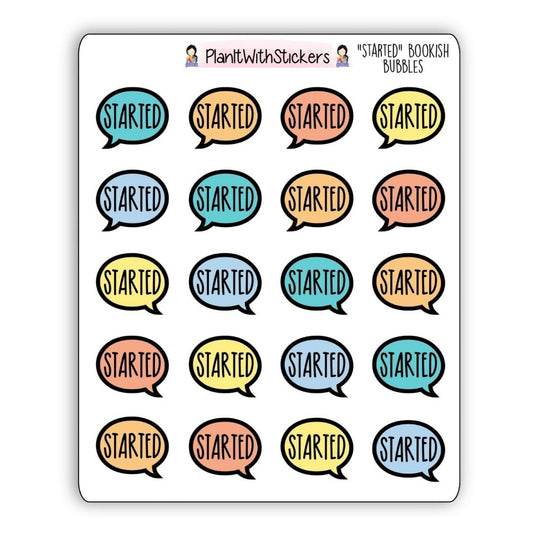 “Started” Bookish Bubbles Journaling Stickers – Summer 2025 Collection