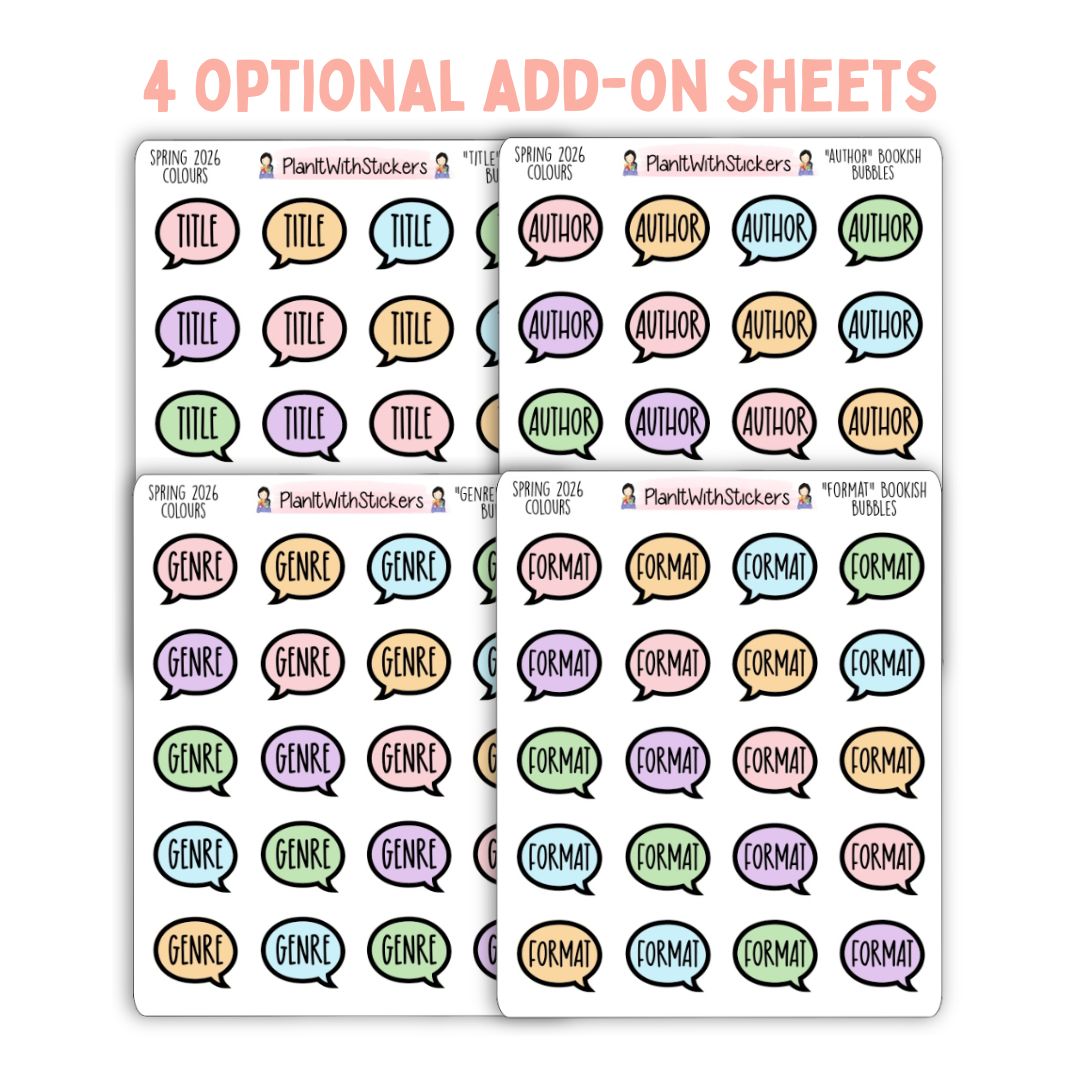 Book Journal Starter Sticker Pack - Spring 2026 Colours (Bundle)