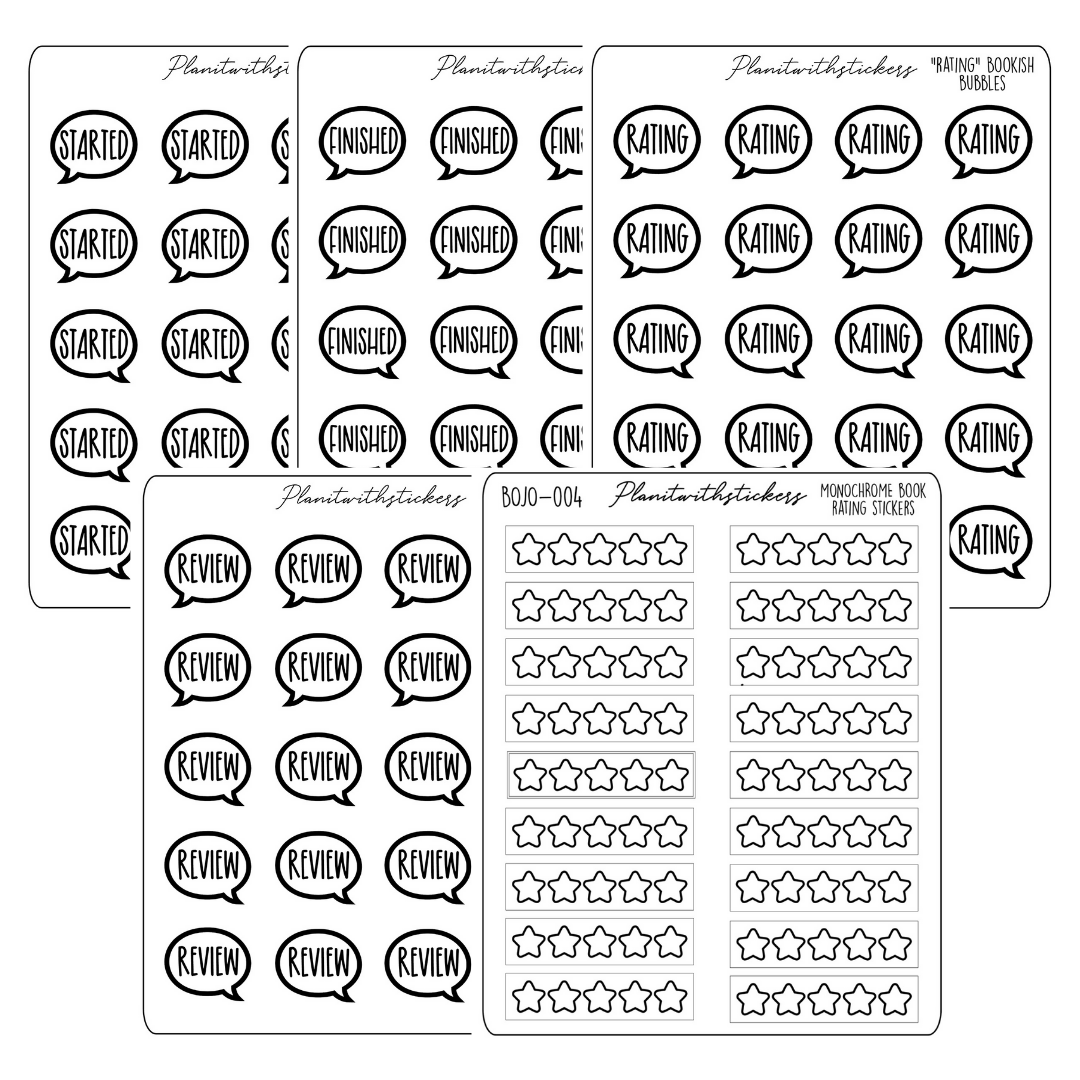 Book Journal Starter Stickers - Monochrome - À La Carte