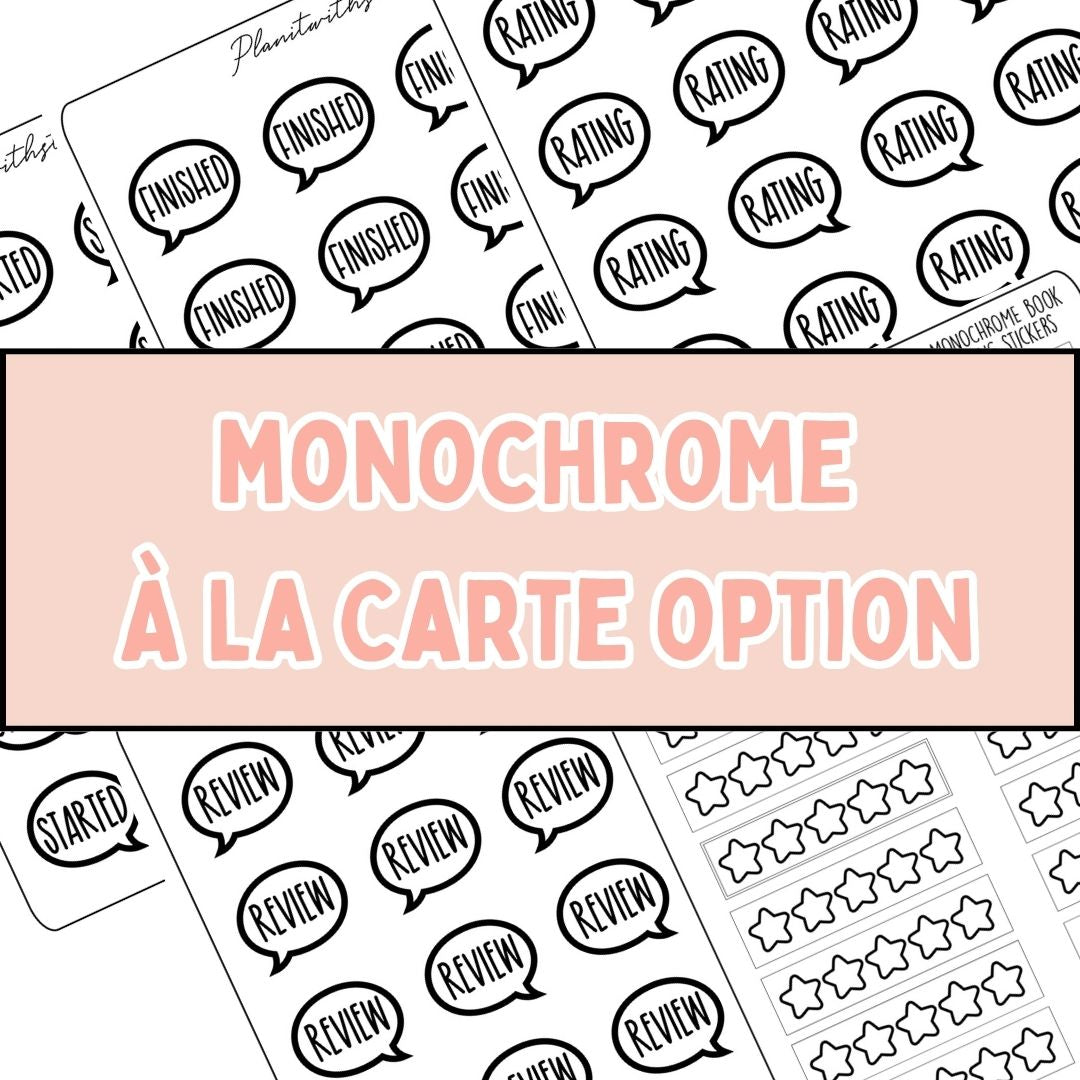 Book Journal Starter Stickers - Monochrome - À La Carte
