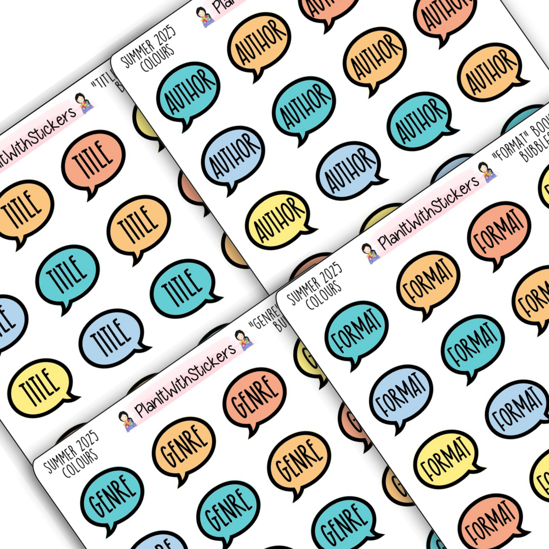 Book Journal Starter Stickers - Summer 2025 Colours - À La Carte