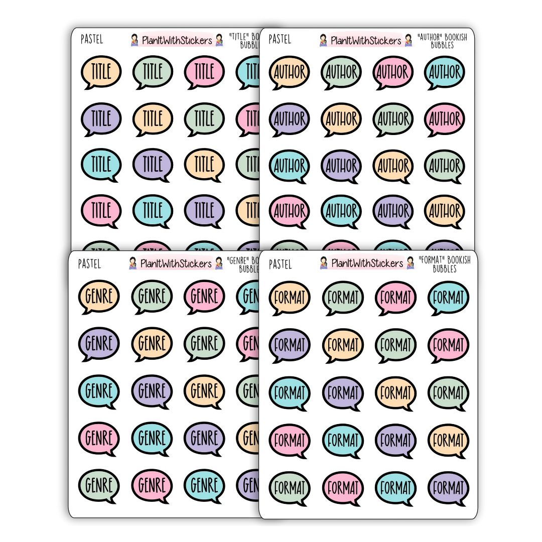 Book Journal Starter Stickers - Pastel Colours - À La Carte