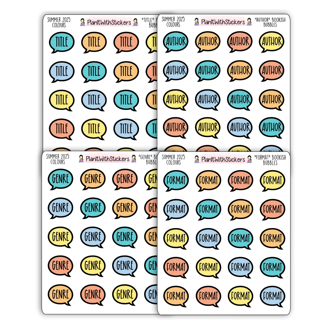 Book Journal Starter Stickers - Summer 2025 Colours - À La Carte