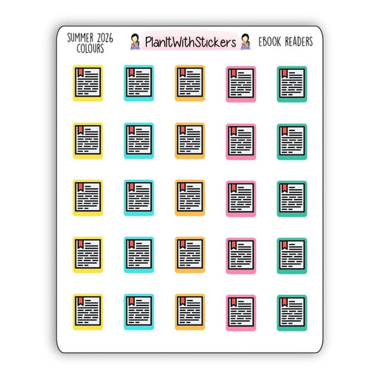 E-Reader Icon Stickers - Summer 2026 Colours