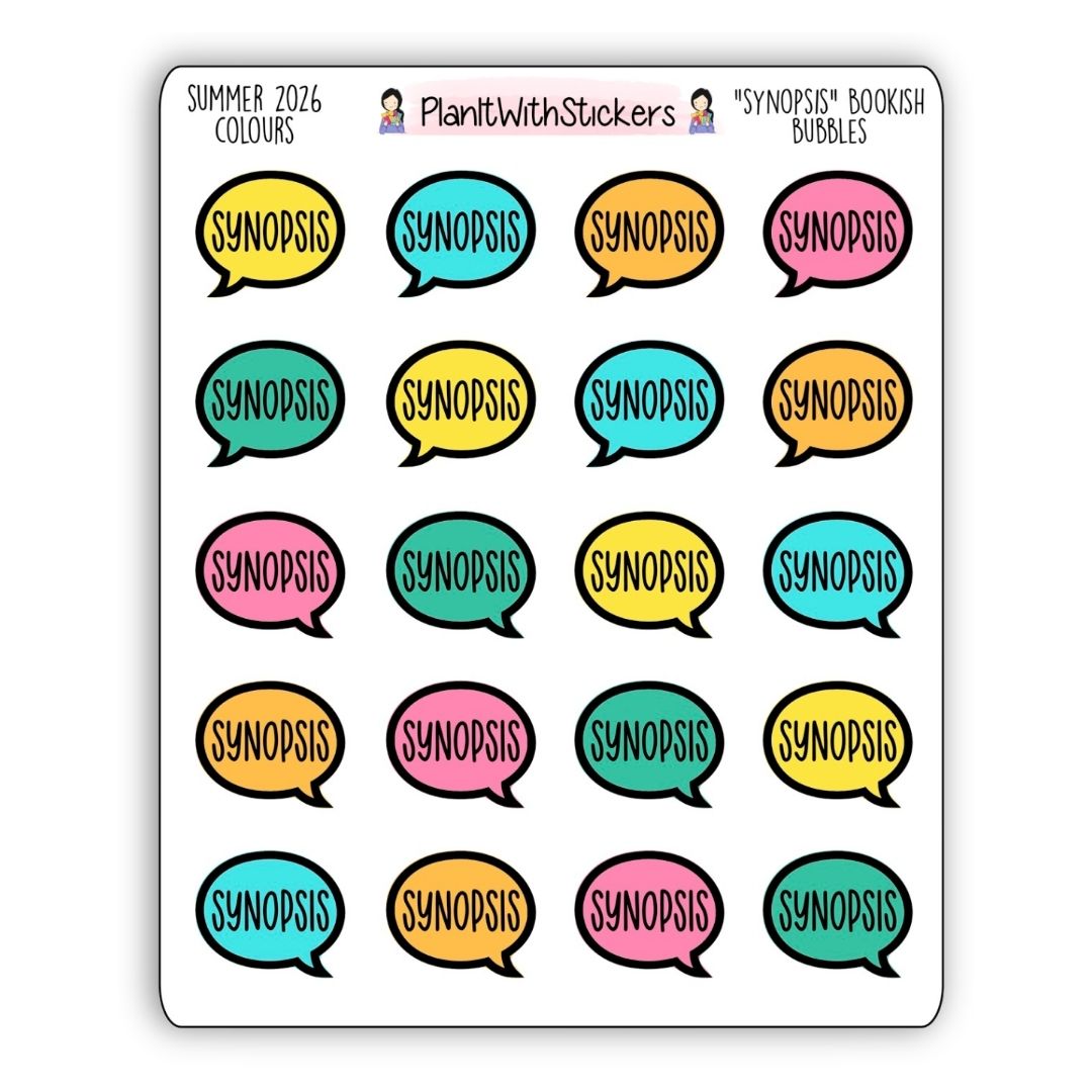"Synopsis" Bookish Bubbles Book Review Sticker - Summer 2026