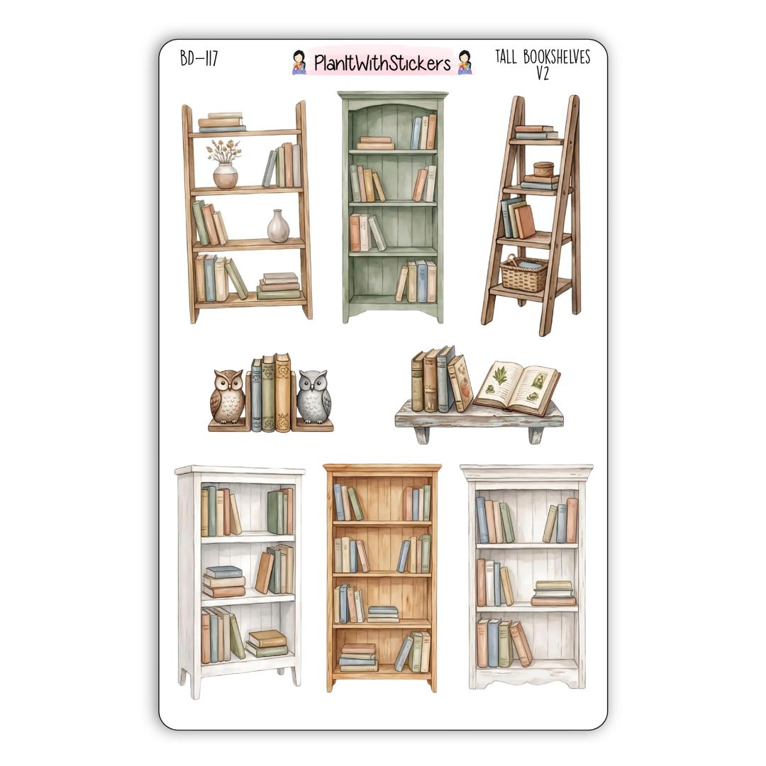 Tall Bookshelf V2 Book Journal Deco Stickers