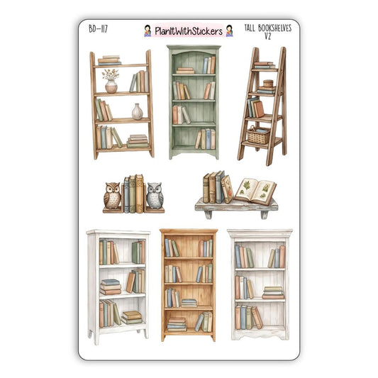 Tall Bookshelf V2 Book Journal Deco Stickers