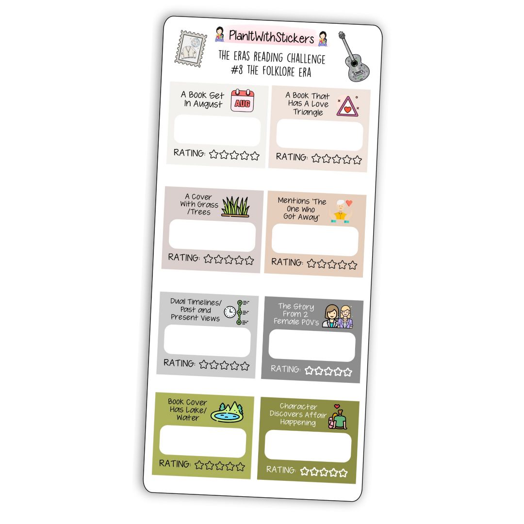 The Folklore Era (#8) The Eras Reading Challenge Book Prompt Stickers