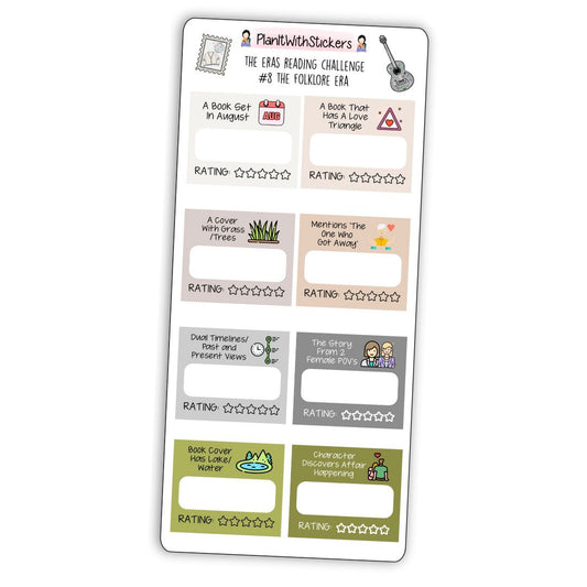 The Folklore Era (#8) The Eras Reading Challenge Book Prompt Stickers