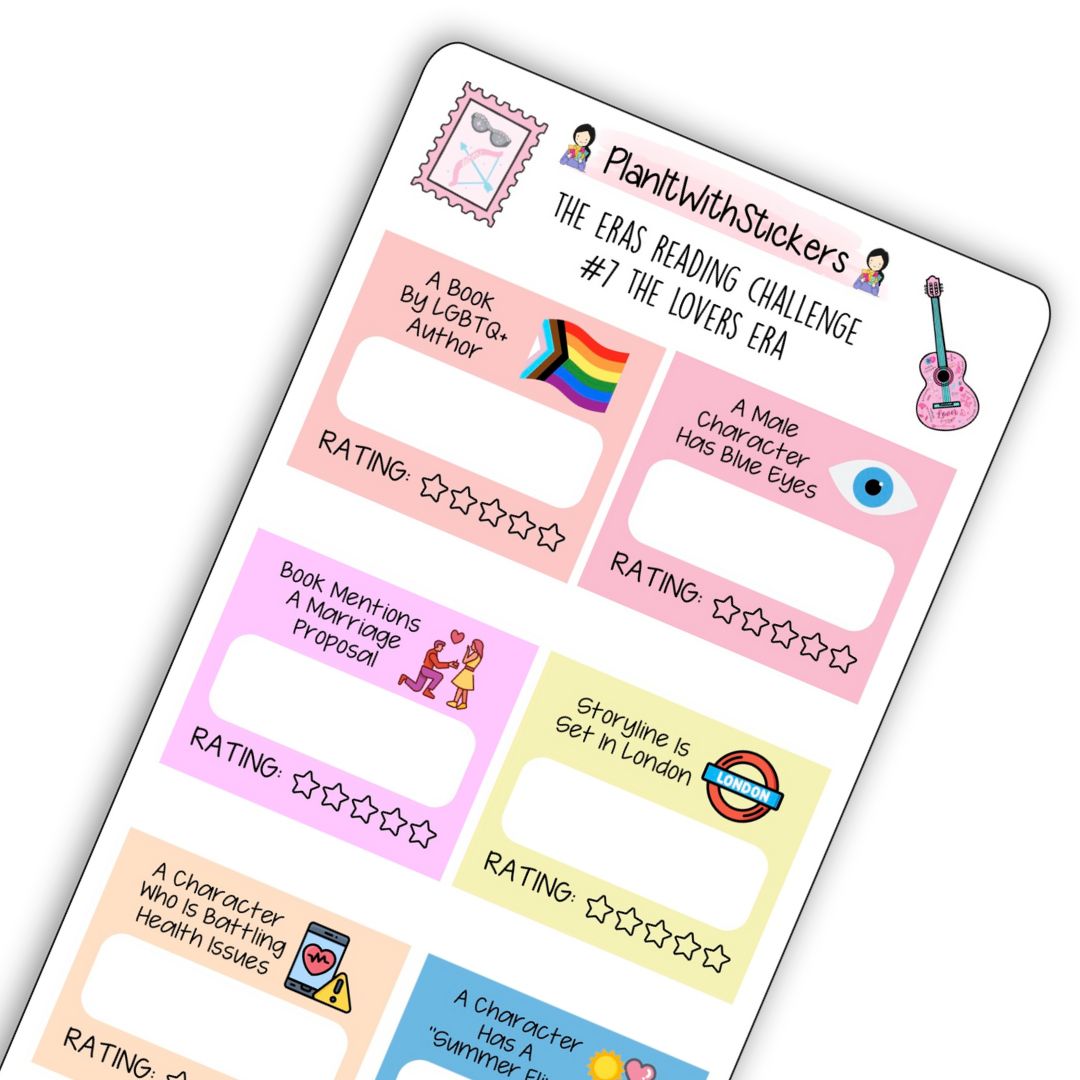 The Lover Era (#7) The Eras Reading Challenge Book Prompt Stickers
