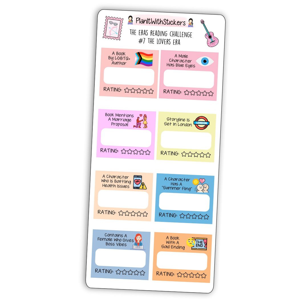 The Lover Era (#7) The Eras Reading Challenge Book Prompt Stickers