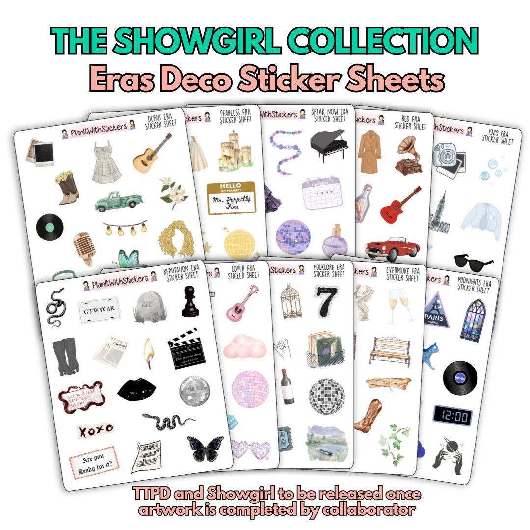 Eras Collection Deco Sticker Sheets (10 Eras Available)