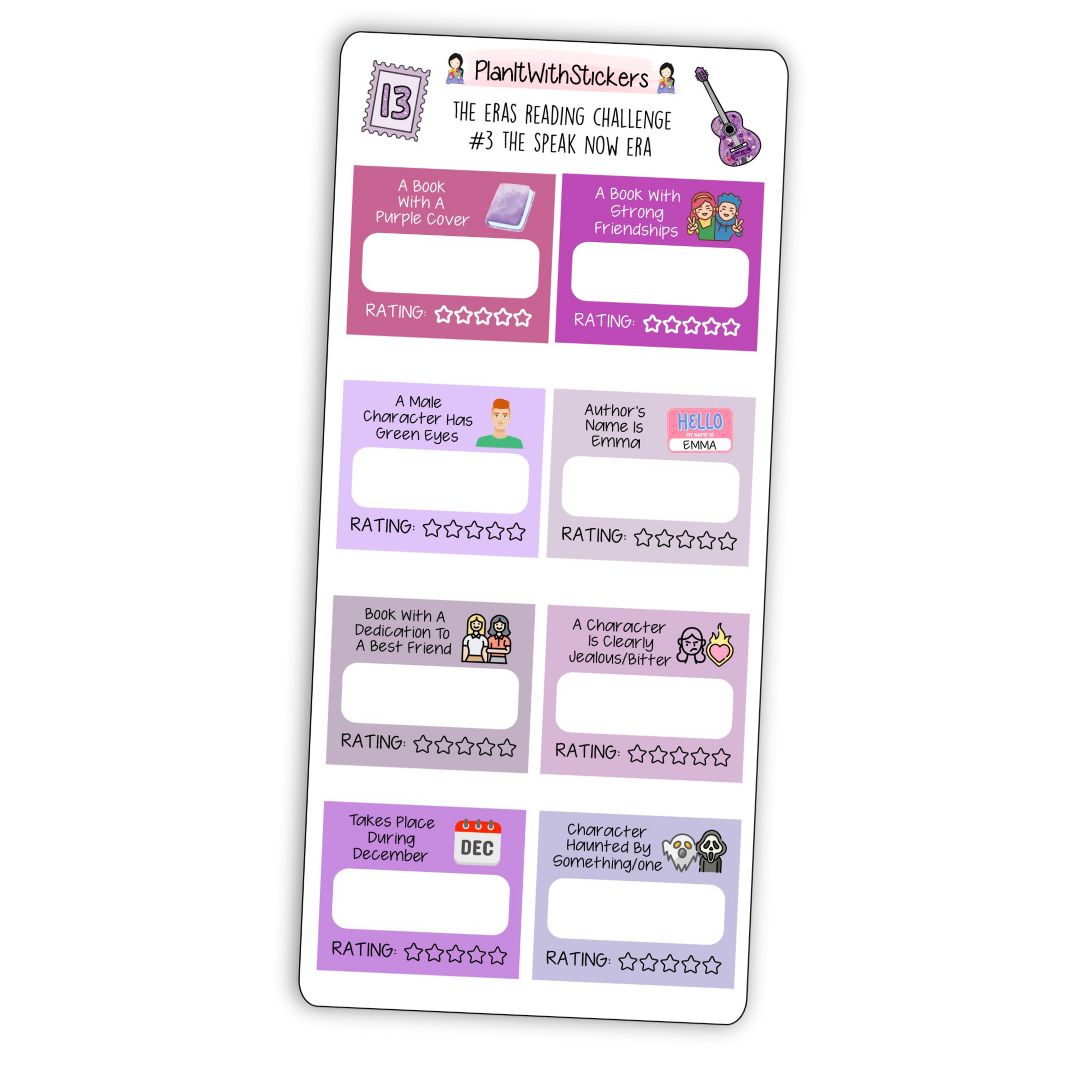The Speak Now Era (#3) The Eras Reading Challenge Book Prompt Stickers