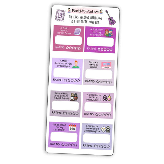 The Speak Now Era (#3) The Eras Reading Challenge Book Prompt Stickers