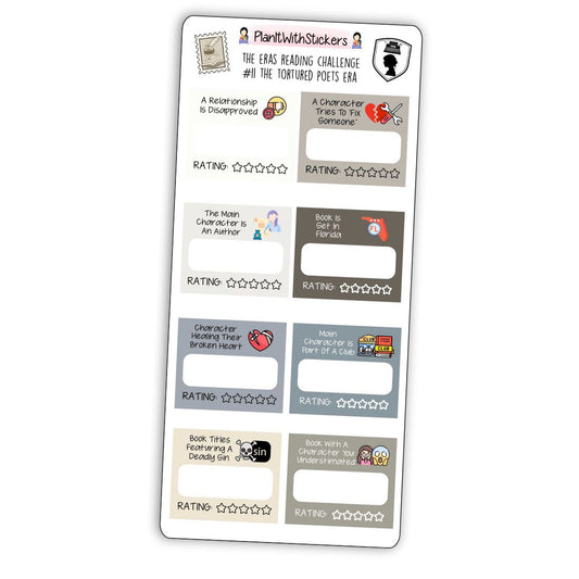 The Tortured Poets Era (#11) The Eras Reading Challenge Book Prompt Stickers