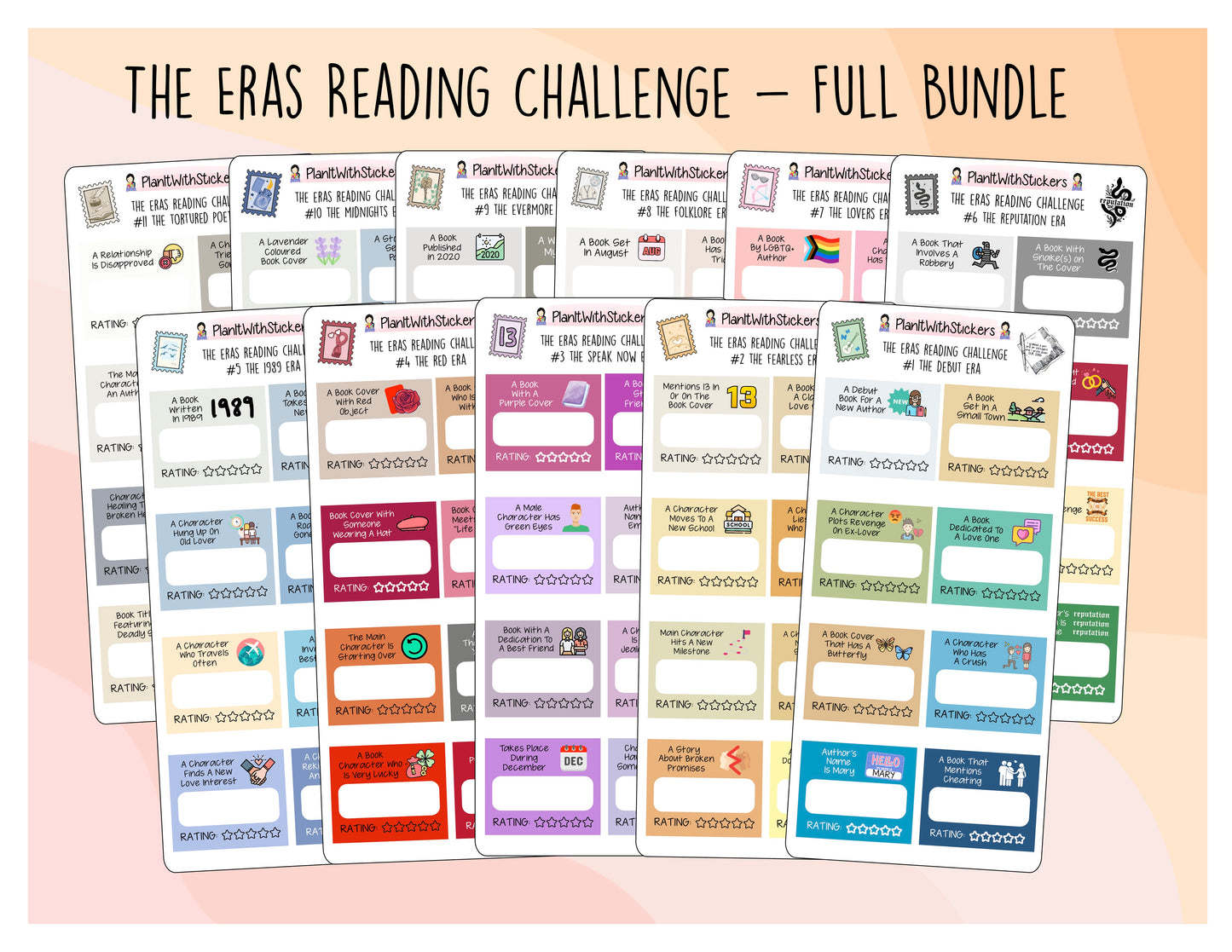 BUNDLE - The Eras Reading Challenge, Book Prompts for Musician/Singer Reading Challenge