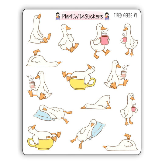 Tired Geese Silly Goose V1 Sticker Sheet