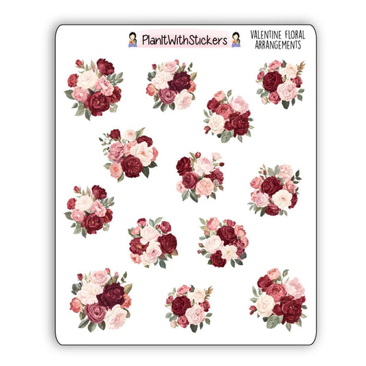 Valentine Floral Arrangements Sticker Sheet