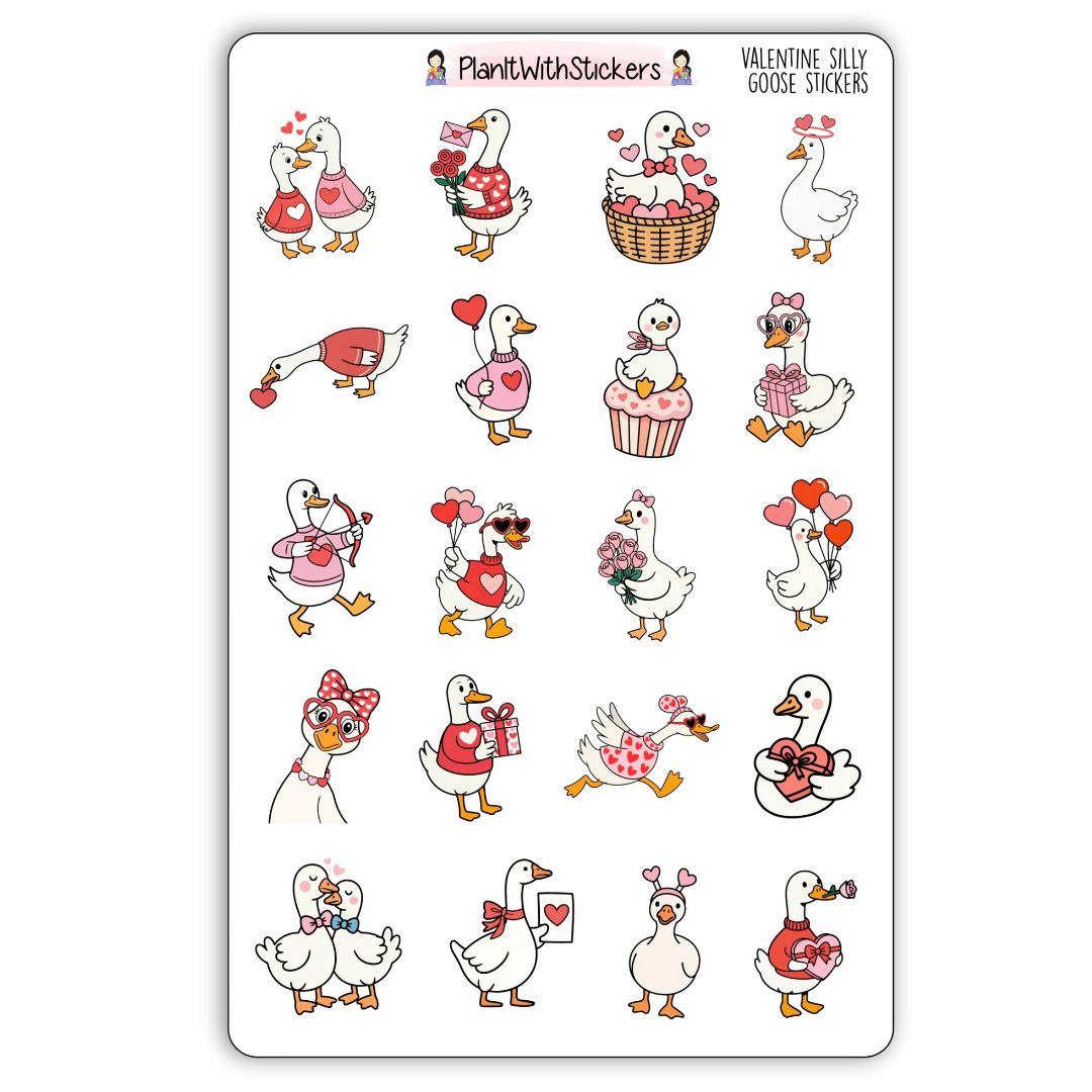 Valentine Silly Goose Sticker Sheet