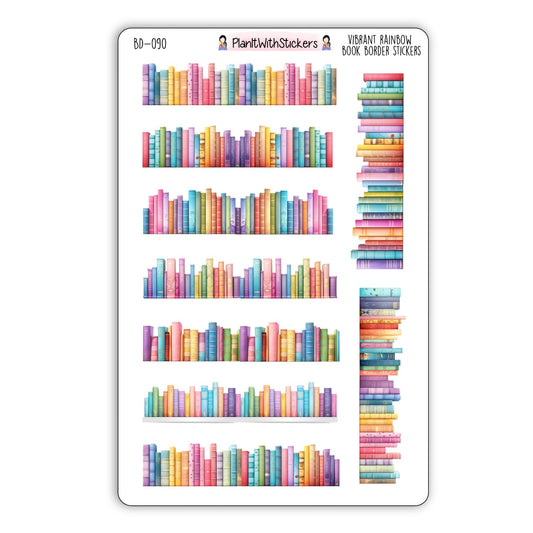 Vibrant Rainbow Book Border Stickers