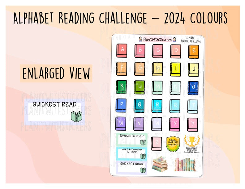 An Alphabet Reading Challenge 2024 Colours PlanItWithStickers