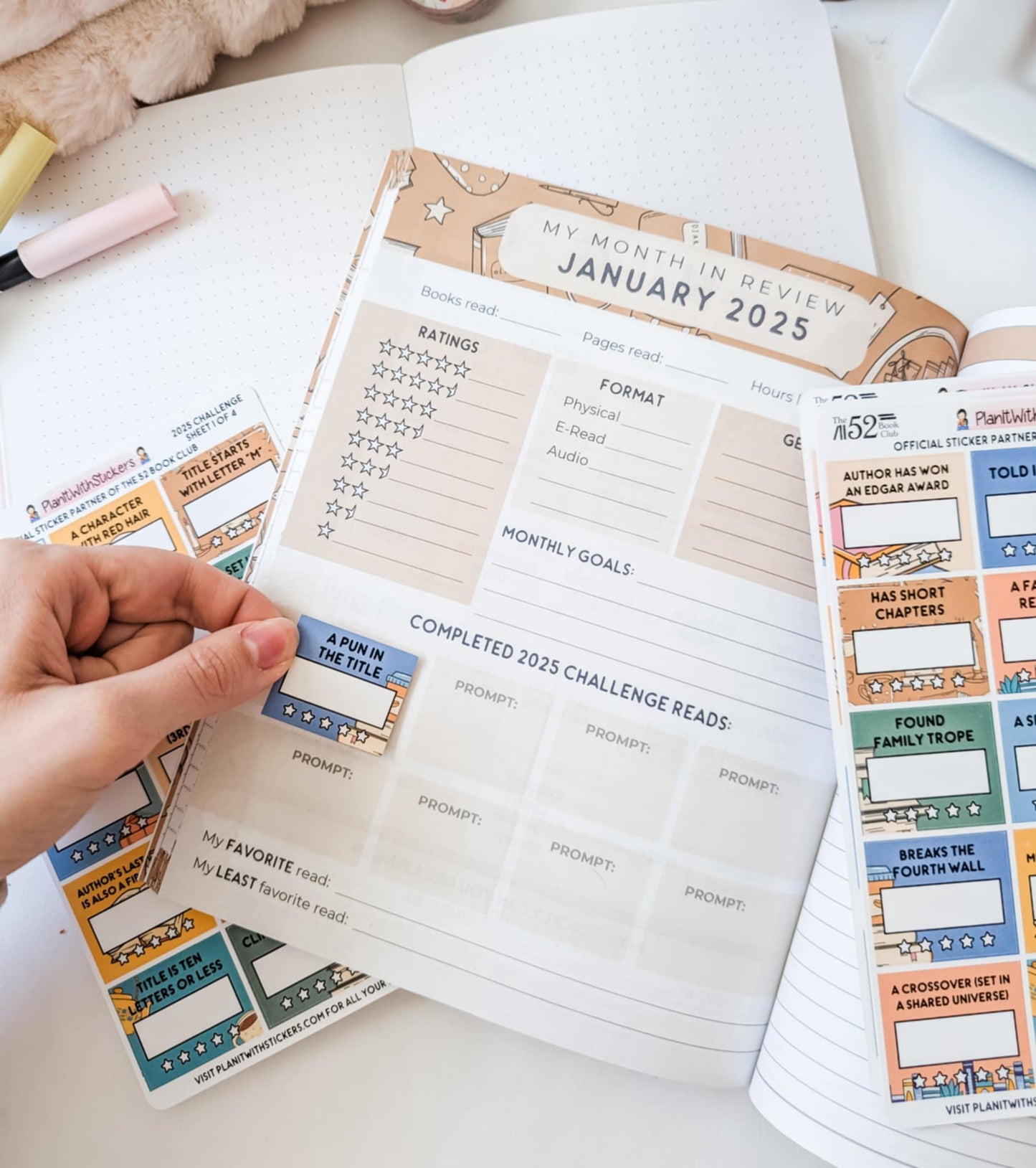 2025 - The 52 Book Club Reading Challenge Prompt Sticker Set for Planners and Journals
