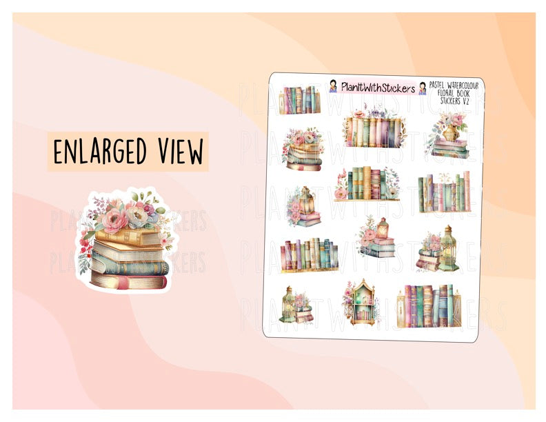 Pastel Watercolour Book Deco Stickers Version 2