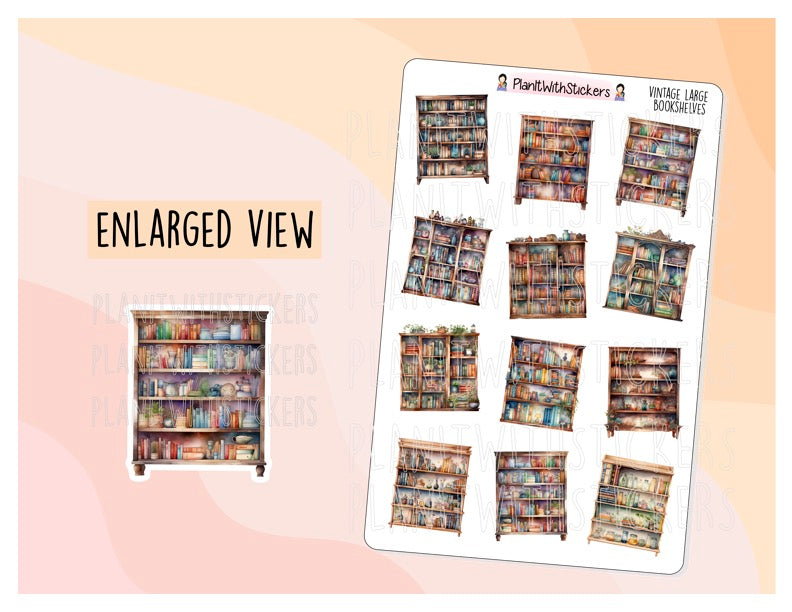 Vintage Large Bookshelves Deco Sticker Sheet