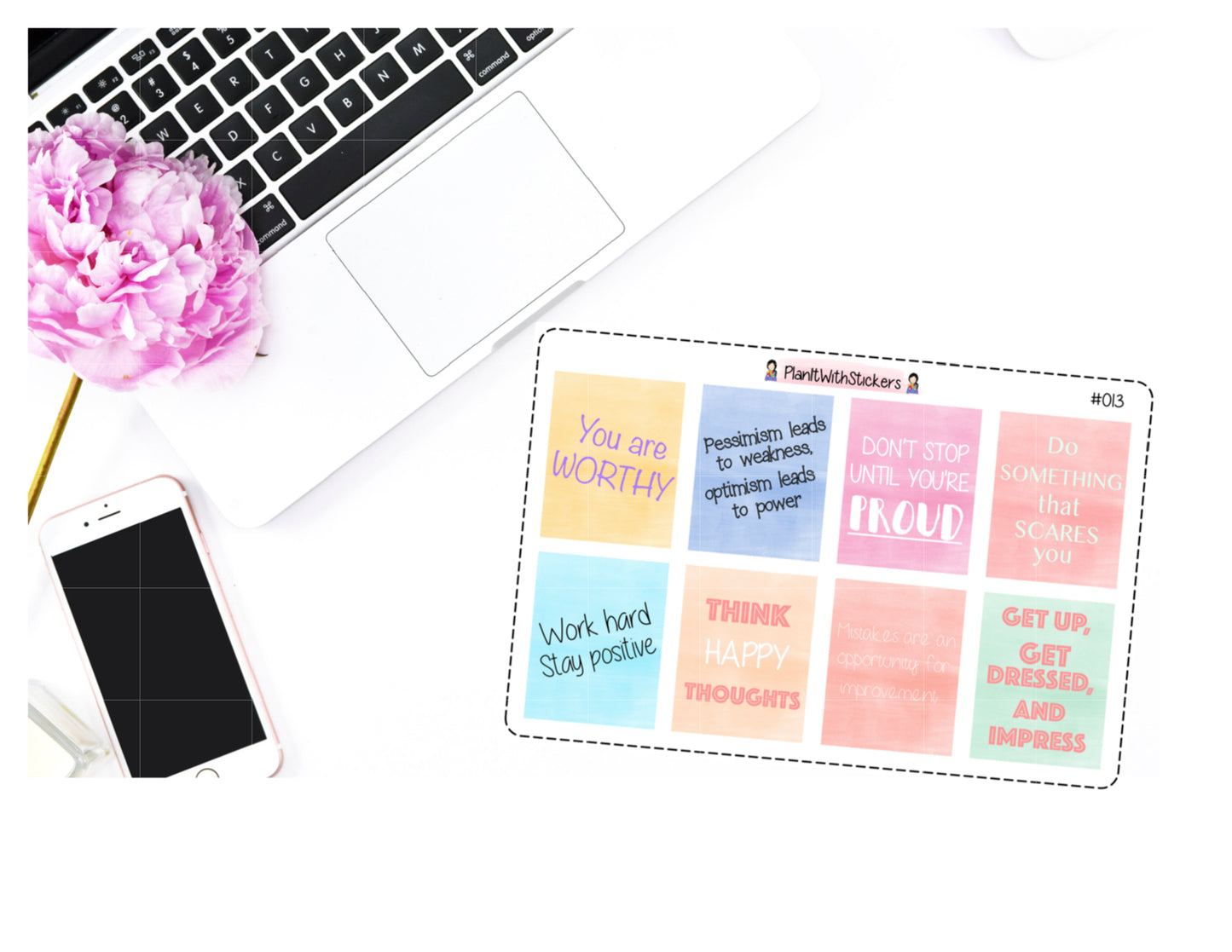 013 - Motivational Quote / Encouragement Sticker Sheet #1 for , Plum Paper, Recollections, and similar planners