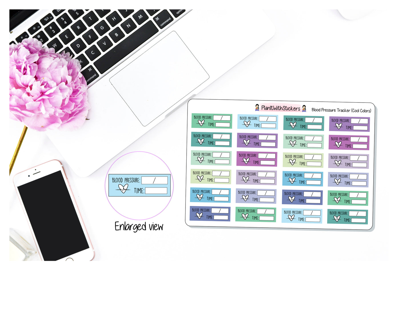 Blood Pressure Tracker Sticker for , Plum Paper, and other Similar Sized Planners