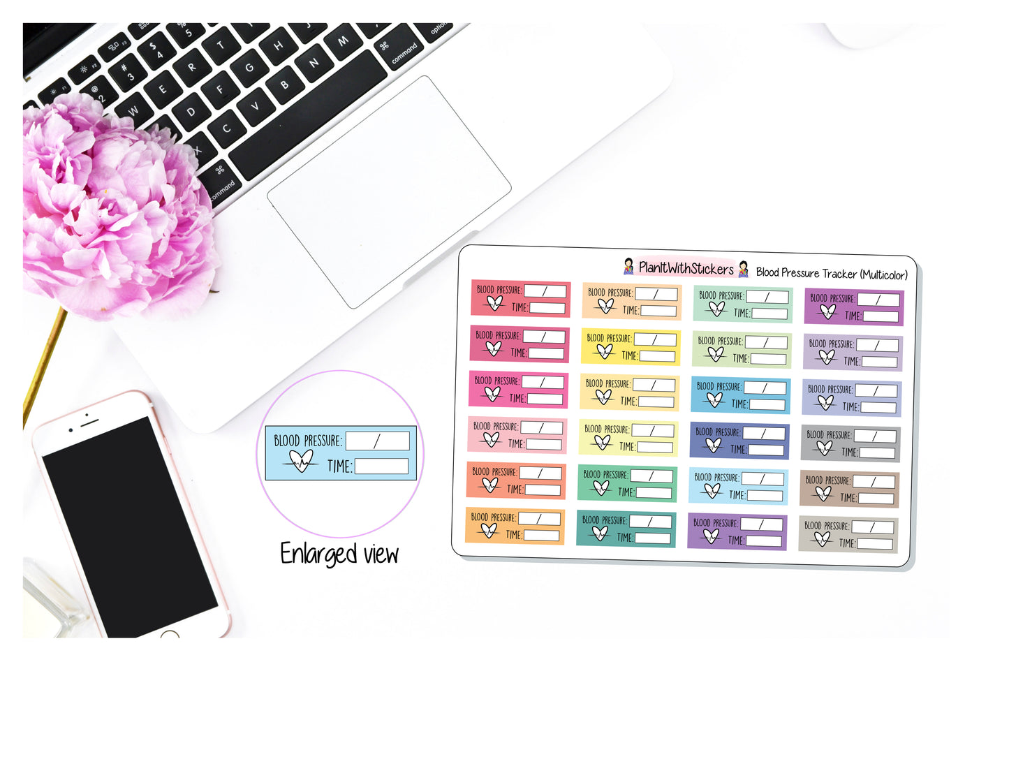 Blood Pressure Tracker Sticker for , Plum Paper, and other Similar Sized Planners