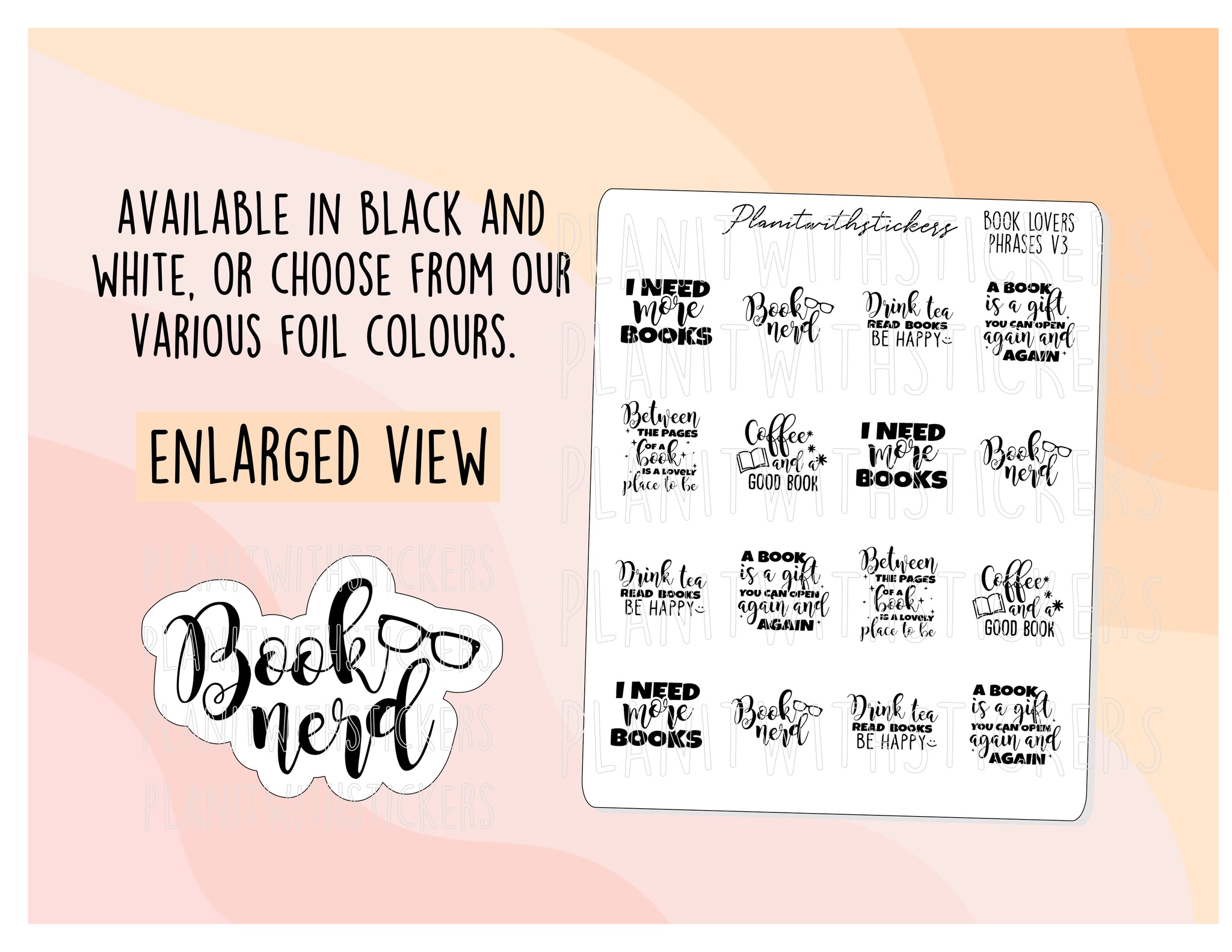 Book Lovers Quote and Phrases VERSION 3 Sampler Sticker Sheet for Planners