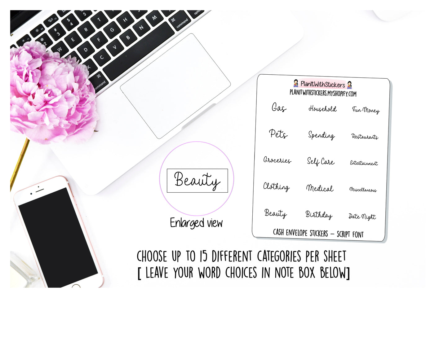 Custom Cash Envelope Tab Stickers