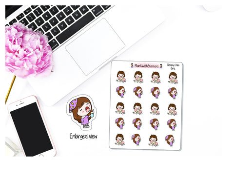 Sleepy Chibi Girl Sticker for , Plum Paper, Recollections, and similar planners