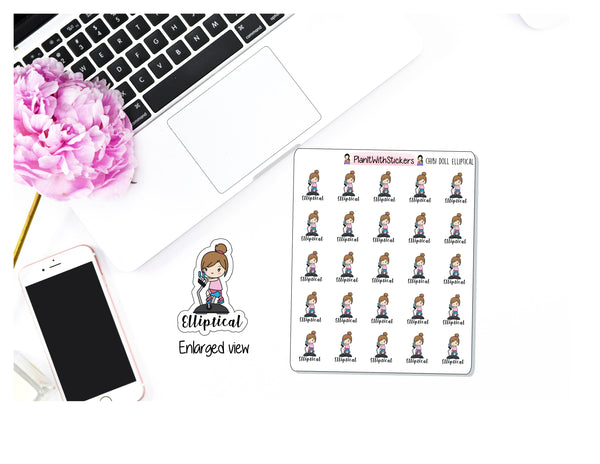 Elliptical / Cardio /Workout Chibi Girl Character Sticker for , Plum Paper, Recollections, and similar planners