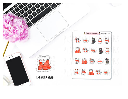 Christmas Winter Holiday Cats Sticker Sheet