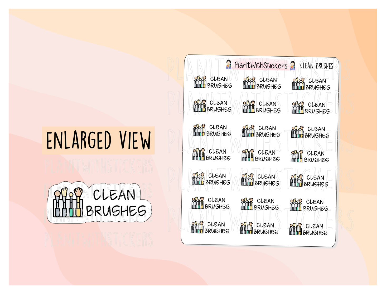 Clean Makeup Brushes Beauty Routine Icon Sticker