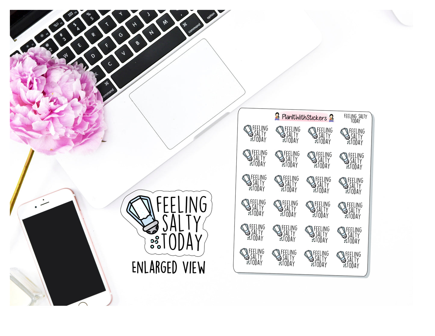 "Feeling Salty Today" Typography Cuss Word Adult Language Potty Mouth Sticker