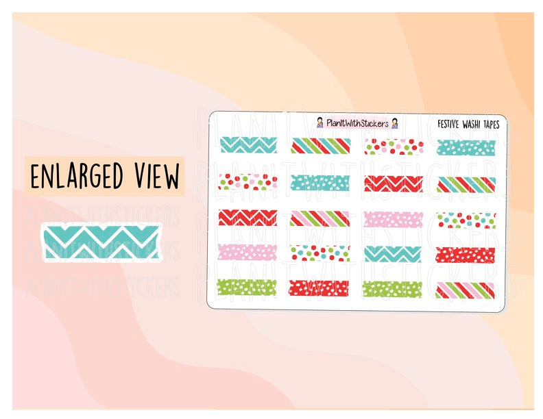 Festive Washi Tape Sample Stickers