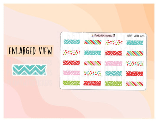 Festive Washi Tape Sample Stickers