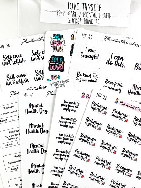 BUNDLE - Love Thyself (Mental Health + Self Care Sticker Bundle)