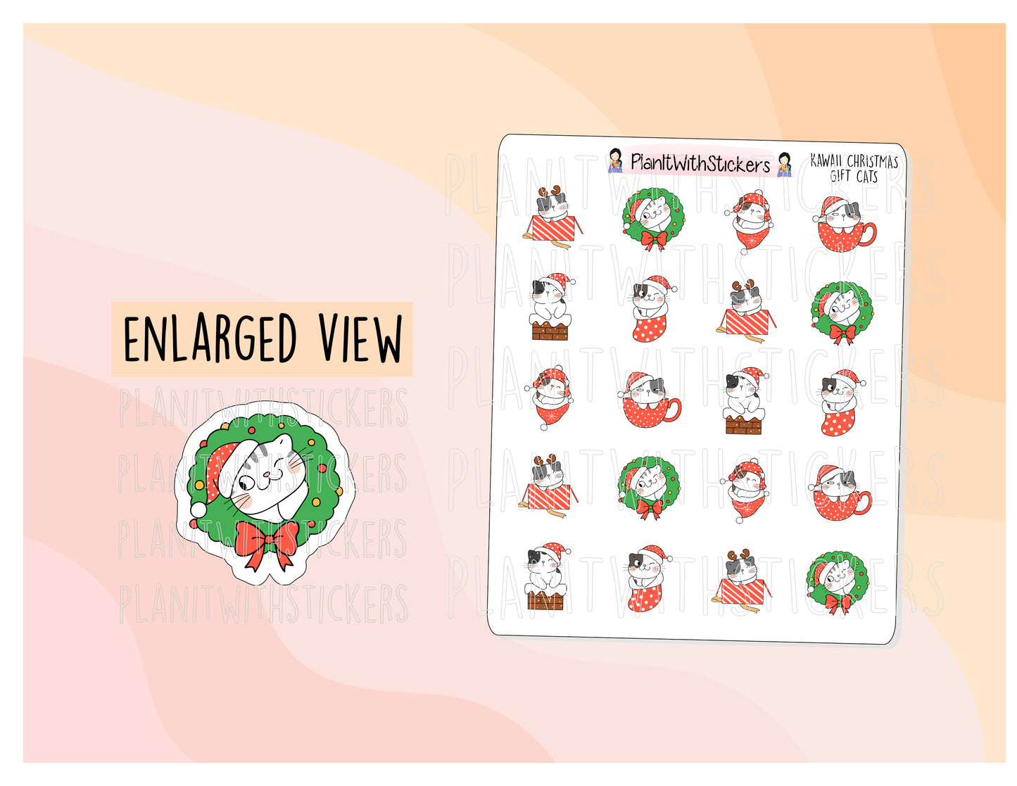 Kawaii Christmas Gift / Gift Box Cat Stickers