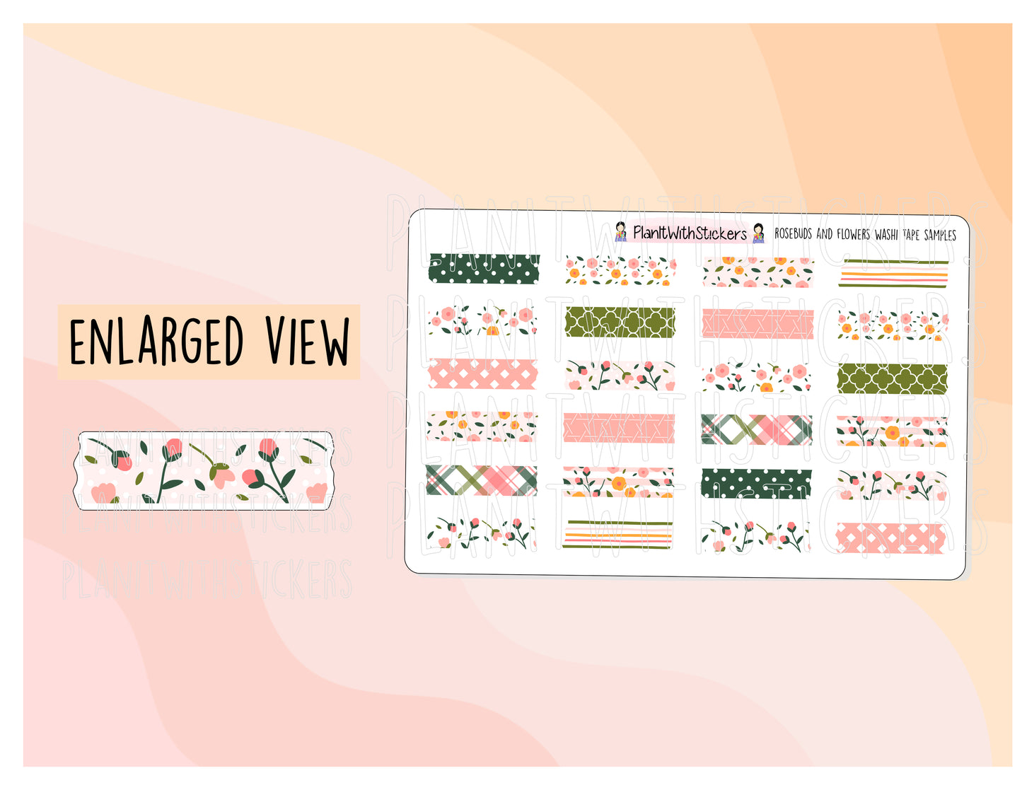 Rosebuds and Flowers Washi Tape Sample Stickers