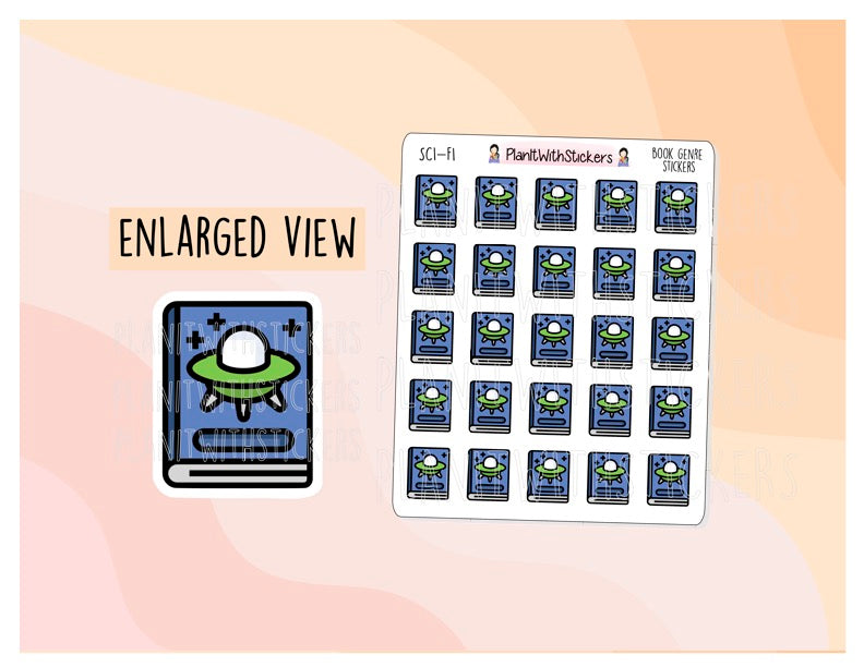 Sci-Fi Book Genre Icon Sticker