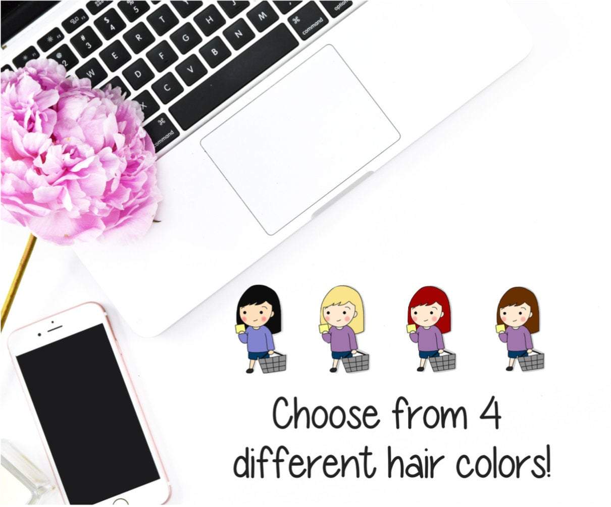 096 - Katie (Kawaii Girl) Cleaning Household Chores Stickers for , Plum Paper, Recollections, and similar planners