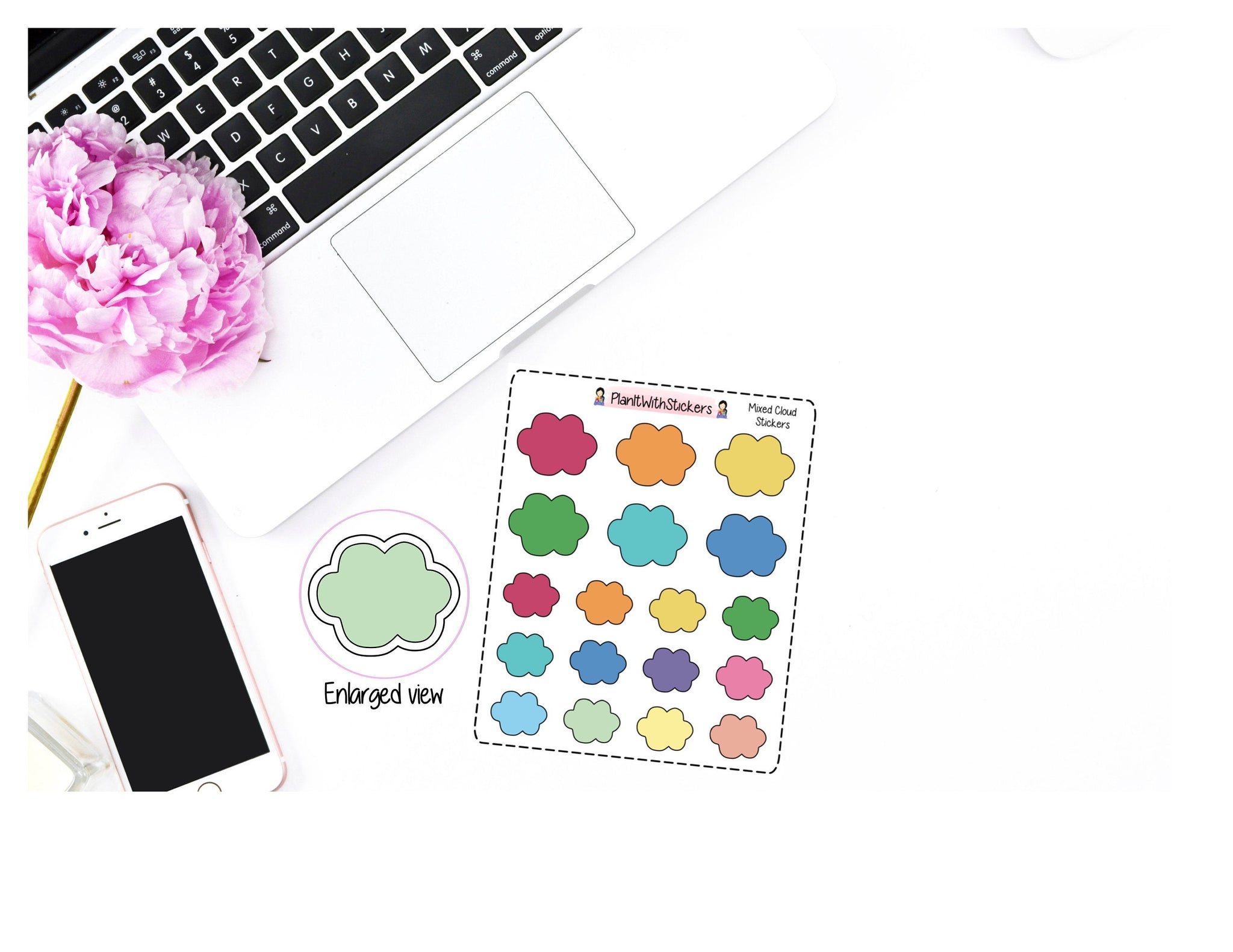 Cloud Bubble Stickers in Vibrant Rainbow Colours for , Plum Paper, Recollections, and similar planners