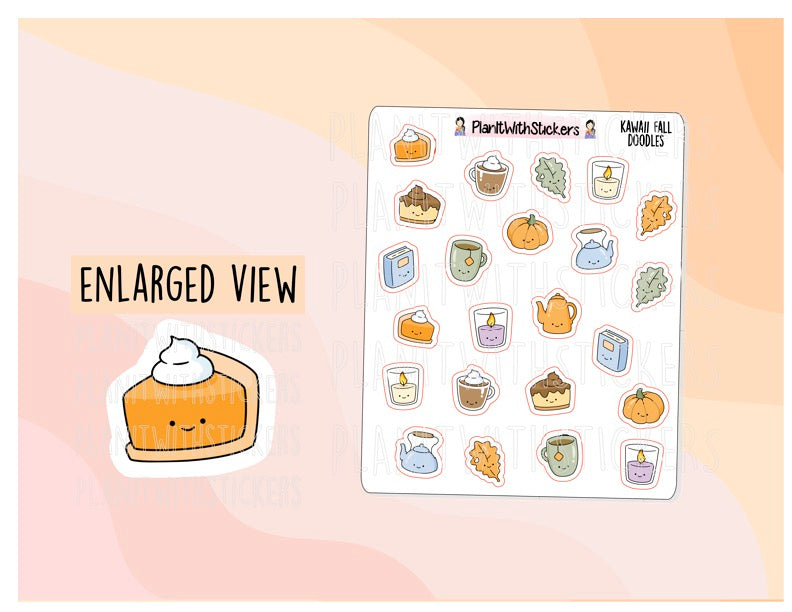 Kawaii Fall Character Doodle Decorative Stickers