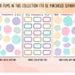 a set of three planner stickers with different shapes